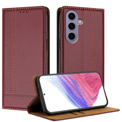 Stitching Design Scratch-Resistant Vegan Leather Phone Case, For Galaxy S24 5G, For Galaxy S23 FE 5G, For Galaxy S23 Ultra 5G, For Galaxy S23+ 5G, For Galaxy S23 5G