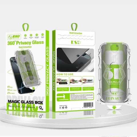 5pcs 5D Curved Easy Install Dust-proof Box 360 Privacy Tempered Glass Film, For iPhone 18 Pro, For iPhone 18 Pro Max, For iPhone 17e / 16e / 14 / 13 Pro, For iPhone 17 Pro Max, For iPhone 17 Pro, For iPhone 17 / 16 Pro, For iPhone Air                  ...