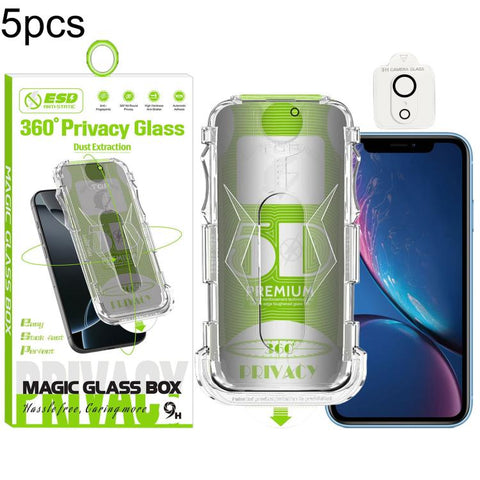 5pcs 5D Curved Easy Install Dust-proof Box 360 Privacy Tempered Glass Film with Lens Film, For iPhone 18 Pro, For iPhone 18 Pro Max, For iPhone 17e / 16e, For iPhone 17 Pro Max, For iPhone 17 Pro, For iPhone 17, For iPhone Air, For iPhone 16 Pro Max   ...