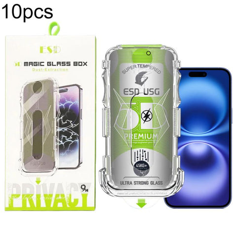 10pcs 5D Curved Easy Install Dust-proof Box Privacy Edge-to-Edge Tempered Glass Film, For iPhone 18 Pro, For iPhone 18 Pro Max, For iPhone 17e / 16e / 14 / 13 Pro, For iPhone 17 Pro Max, For iPhone 17 Pro, For iPhone 17 / 16 Pro, For iPhone Air        ...