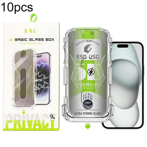10pcs 5D Curved Easy Install Dust-proof Box Privacy Edge-to-Edge Tempered Glass Film, For iPhone 18 Pro, For iPhone 18 Pro Max, For iPhone 17e / 16e / 14 / 13 Pro, For iPhone 17 Pro Max, For iPhone 17 Pro, For iPhone 17 / 16 Pro, For iPhone Air        ...