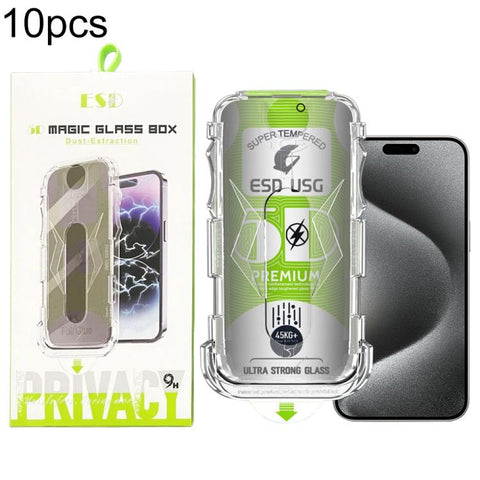 10pcs 5D Curved Easy Install Dust-proof Box Privacy Edge-to-Edge Tempered Glass Film, For iPhone 18 Pro, For iPhone 18 Pro Max, For iPhone 17e / 16e / 14 / 13 Pro, For iPhone 17 Pro Max, For iPhone 17 Pro, For iPhone 17 / 16 Pro, For iPhone Air        ...