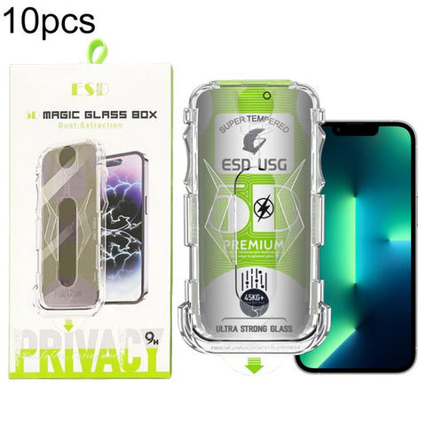 10pcs 5D Curved Easy Install Dust-proof Box Privacy Edge-to-Edge Tempered Glass Film, For iPhone 18 Pro, For iPhone 18 Pro Max, For iPhone 17e / 16e / 14 / 13 Pro, For iPhone 17 Pro Max, For iPhone 17 Pro, For iPhone 17 / 16 Pro, For iPhone Air        ...