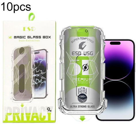 10pcs 5D Curved Easy Install Dust-proof Box Privacy Edge-to-Edge Tempered Glass Film, For iPhone 18 Pro, For iPhone 18 Pro Max, For iPhone 17e / 16e / 14 / 13 Pro, For iPhone 17 Pro Max, For iPhone 17 Pro, For iPhone 17 / 16 Pro, For iPhone Air        ...
