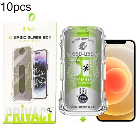 10pcs 5D Curved Easy Install Dust-proof Box Privacy Edge-to-Edge Tempered Glass Film, For iPhone 18 Pro, For iPhone 18 Pro Max, For iPhone 17e / 16e / 14 / 13 Pro, For iPhone 17 Pro Max, For iPhone 17 Pro, For iPhone 17 / 16 Pro, For iPhone Air        ...