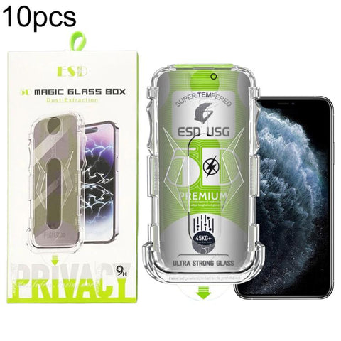10pcs 5D Curved Easy Install Dust-proof Box Privacy Edge-to-Edge Tempered Glass Film, For iPhone 18 Pro, For iPhone 18 Pro Max, For iPhone 17e / 16e / 14 / 13 Pro, For iPhone 17 Pro Max, For iPhone 17 Pro, For iPhone 17 / 16 Pro, For iPhone Air        ...