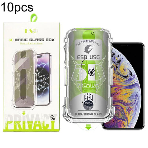 10pcs 5D Curved Easy Install Dust-proof Box Privacy Edge-to-Edge Tempered Glass Film, For iPhone 18 Pro, For iPhone 18 Pro Max, For iPhone 17e / 16e / 14 / 13 Pro, For iPhone 17 Pro Max, For iPhone 17 Pro, For iPhone 17 / 16 Pro, For iPhone Air        ...