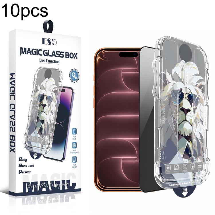 10pcs Easy Install Dust-proof Box Privacy Tempered Glass Film, For iPhone 18 Pro, For iPhone 18 Pro Max, For iPhone 17e / 16e / 14 / 13 Pro, For iPhone 17 Pro Max, For iPhone 17 Pro, For iPhone 17 / 16 Pro, For iPhone Air, For iPhone 16 Pro Max        ...