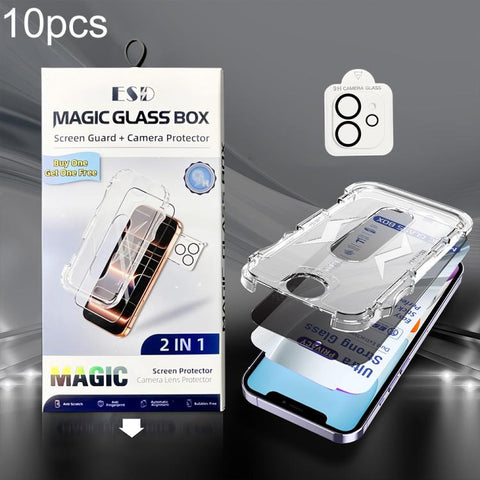 10pcs USG Easy Install Dust-proof Box Privacy Edge-to-Edge Tempered Glass Film with Lens Film, For iPhone 18 Pro, For iPhone 18 Pro Max, For iPhone 17e / 16e, For iPhone 17 Pro Max, For iPhone 17 Pro, For iPhone 17, For iPhone Air, For iPhone 16 Pro Ma...