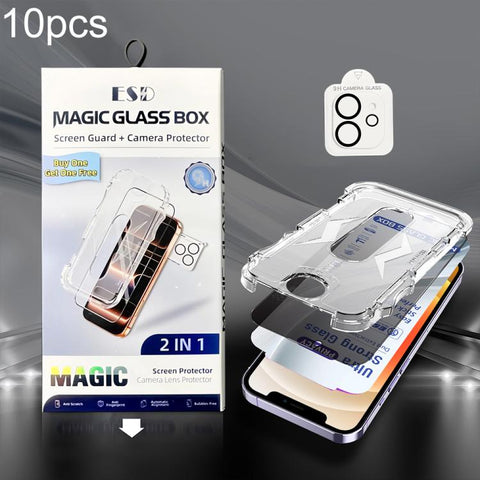 10pcs USG Easy Install Dust-proof Box Privacy Edge-to-Edge Tempered Glass Film with Lens Film, For iPhone 18 Pro, For iPhone 18 Pro Max, For iPhone 17e / 16e, For iPhone 17 Pro Max, For iPhone 17 Pro, For iPhone 17, For iPhone Air, For iPhone 16 Pro Ma...