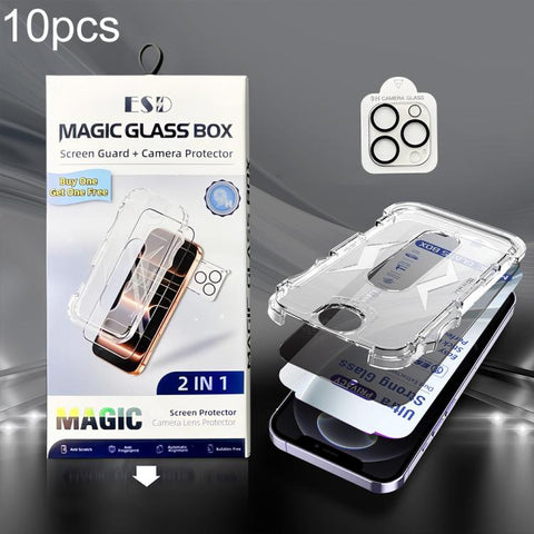 10pcs USG Easy Install Dust-proof Box Privacy Edge-to-Edge Tempered Glass Film with Lens Film, For iPhone 18 Pro, For iPhone 18 Pro Max, For iPhone 17e / 16e, For iPhone 17 Pro Max, For iPhone 17 Pro, For iPhone 17, For iPhone Air, For iPhone 16 Pro Ma...