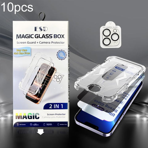 10pcs USG Easy Install Dust-proof Box Privacy Edge-to-Edge Tempered Glass Film with Lens Film, For iPhone 18 Pro, For iPhone 18 Pro Max, For iPhone 17e / 16e, For iPhone 17 Pro Max, For iPhone 17 Pro, For iPhone 17, For iPhone Air, For iPhone 16 Pro Ma...