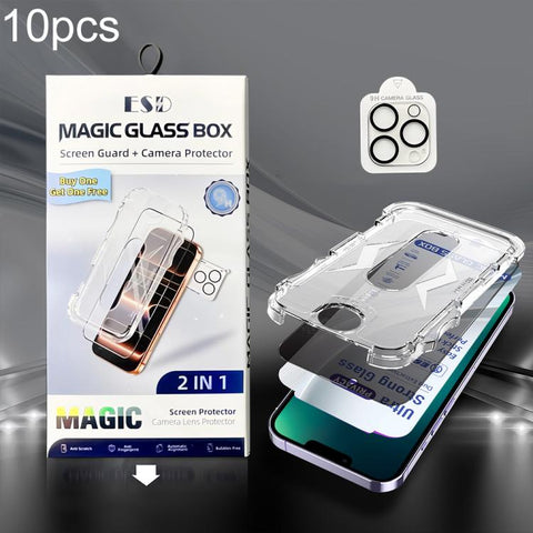 10pcs USG Easy Install Dust-proof Box Privacy Edge-to-Edge Tempered Glass Film with Lens Film, For iPhone 18 Pro, For iPhone 18 Pro Max, For iPhone 17e / 16e, For iPhone 17 Pro Max, For iPhone 17 Pro, For iPhone 17, For iPhone Air, For iPhone 16 Pro Ma...