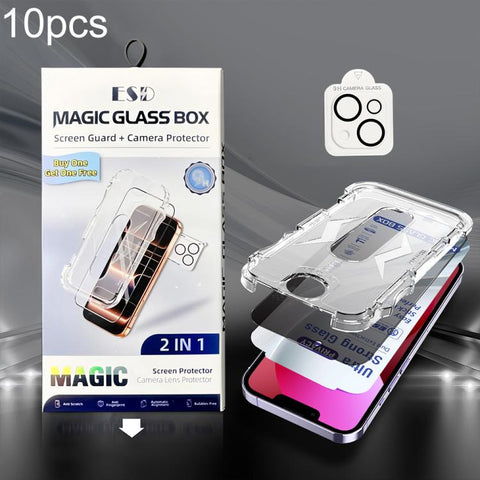 10pcs USG Easy Install Dust-proof Box Privacy Edge-to-Edge Tempered Glass Film with Lens Film, For iPhone 18 Pro, For iPhone 18 Pro Max, For iPhone 17e / 16e, For iPhone 17 Pro Max, For iPhone 17 Pro, For iPhone 17, For iPhone Air, For iPhone 16 Pro Ma...