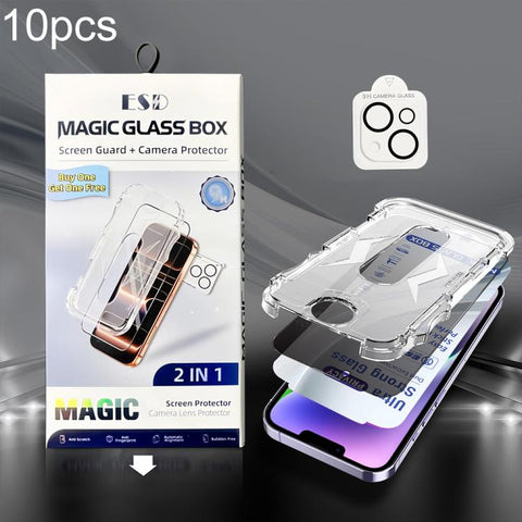 10pcs USG Easy Install Dust-proof Box Privacy Edge-to-Edge Tempered Glass Film with Lens Film, For iPhone 18 Pro, For iPhone 18 Pro Max, For iPhone 17e / 16e, For iPhone 17 Pro Max, For iPhone 17 Pro, For iPhone 17, For iPhone Air, For iPhone 16 Pro Ma...