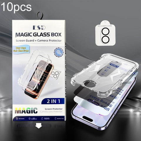 10pcs USG Easy Install Dust-proof Box Privacy Edge-to-Edge Tempered Glass Film with Lens Film, For iPhone 18 Pro, For iPhone 18 Pro Max, For iPhone 17e / 16e, For iPhone 17 Pro Max, For iPhone 17 Pro, For iPhone 17, For iPhone Air, For iPhone 16 Pro Ma...