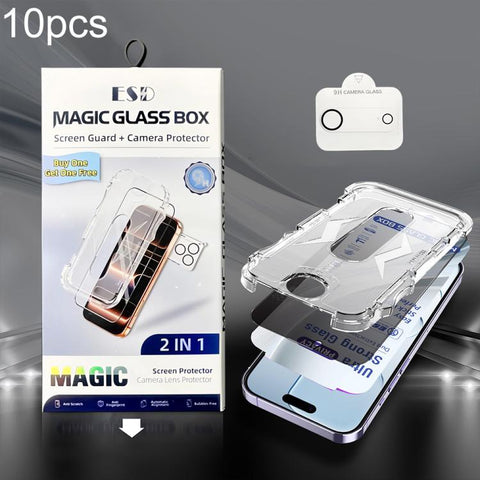 10pcs USG Easy Install Dust-proof Box Privacy Edge-to-Edge Tempered Glass Film with Lens Film, For iPhone 18 Pro, For iPhone 18 Pro Max, For iPhone 17e / 16e, For iPhone 17 Pro Max, For iPhone 17 Pro, For iPhone 17, For iPhone Air, For iPhone 16 Pro Ma...