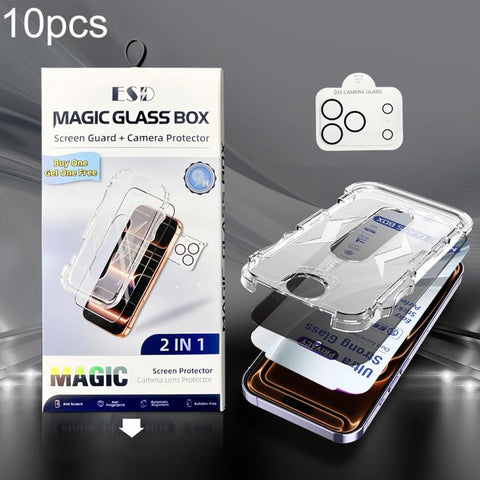 10pcs USG Easy Install Dust-proof Box Privacy Edge-to-Edge Tempered Glass Film with Lens Film, For iPhone 18 Pro, For iPhone 18 Pro Max, For iPhone 17e / 16e, For iPhone 17 Pro Max, For iPhone 17 Pro, For iPhone 17, For iPhone Air, For iPhone 16 Pro Ma...