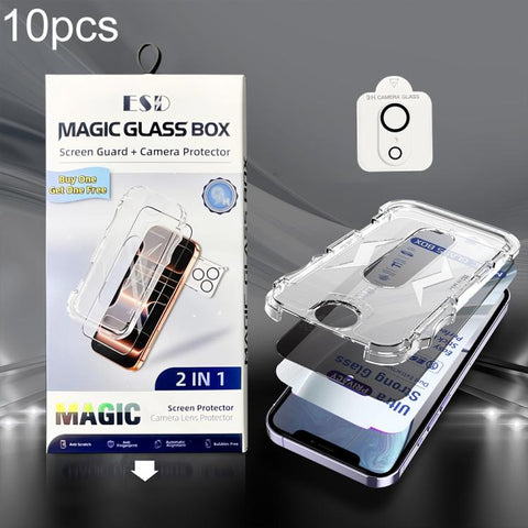 10pcs USG Easy Install Dust-proof Box Privacy Edge-to-Edge Tempered Glass Film with Lens Film, For iPhone 18 Pro, For iPhone 18 Pro Max, For iPhone 17e / 16e, For iPhone 17 Pro Max, For iPhone 17 Pro, For iPhone 17, For iPhone Air, For iPhone 16 Pro Ma...