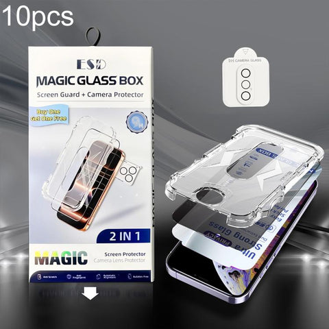 10pcs USG Easy Install Dust-proof Box Privacy Edge-to-Edge Tempered Glass Film with Lens Film, For iPhone 18 Pro, For iPhone 18 Pro Max, For iPhone 17e / 16e, For iPhone 17 Pro Max, For iPhone 17 Pro, For iPhone 17, For iPhone Air, For iPhone 16 Pro Ma...