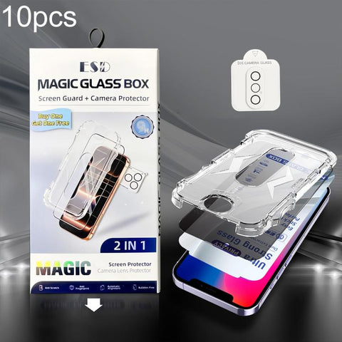 10pcs USG Easy Install Dust-proof Box Privacy Edge-to-Edge Tempered Glass Film with Lens Film, For iPhone 18 Pro, For iPhone 18 Pro Max, For iPhone 17e / 16e, For iPhone 17 Pro Max, For iPhone 17 Pro, For iPhone 17, For iPhone Air, For iPhone 16 Pro Ma...