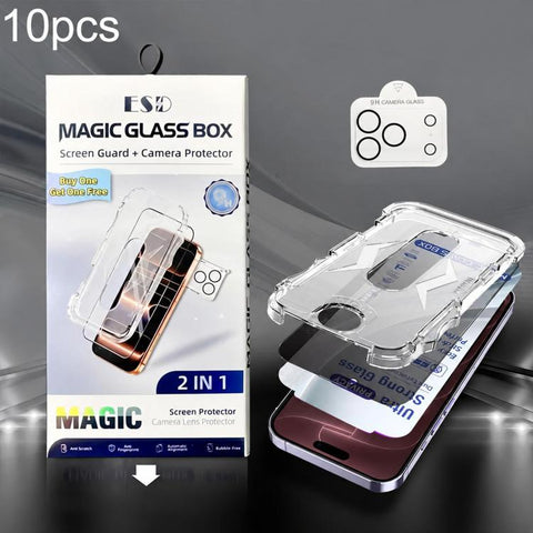 10pcs USG Easy Install Dust-proof Box Privacy Edge-to-Edge Tempered Glass Film with Lens Film, For iPhone 18 Pro, For iPhone 18 Pro Max, For iPhone 17e / 16e, For iPhone 17 Pro Max, For iPhone 17 Pro, For iPhone 17, For iPhone Air, For iPhone 16 Pro Ma...