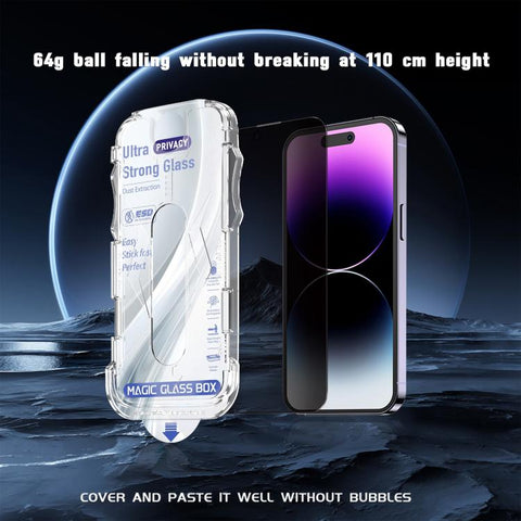 10pcs USG Easy Install Dust-proof Box Privacy Edge-to-Edge Tempered Glass Film with Lens Film, For iPhone 18 Pro, For iPhone 18 Pro Max, For iPhone 17e / 16e, For iPhone 17 Pro Max, For iPhone 17 Pro, For iPhone 17, For iPhone Air, For iPhone 16 Pro Ma...