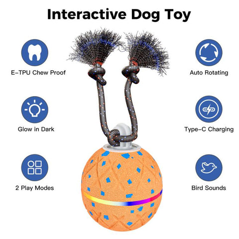 O22 Smart Automatic Pet Toy Ball Dog Training with Light & Sound & Rope, O22