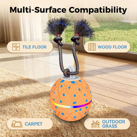 O22 Smart Automatic Pet Toy Ball Dog Training with Light & Sound & Rope, O22