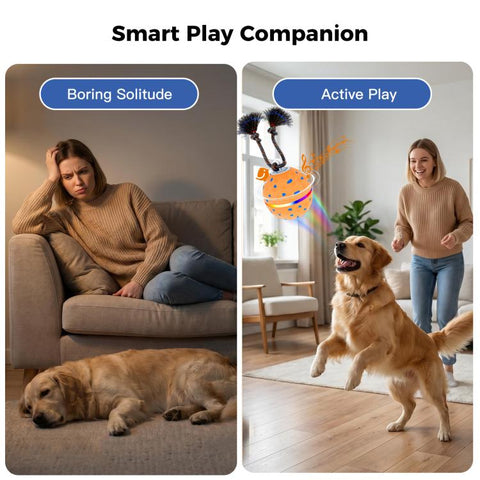 O23 Smart Automatic Pet Toy Ball Dog Training with Light & Sound & Rope, O23