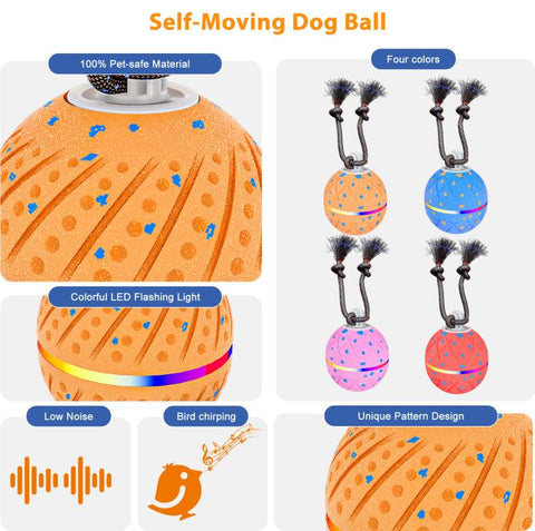 O24 Smart Automatic Pet Toy Ball Dog Training with Light & Sound & Rope, O24