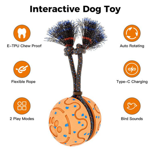 O27 Smart Automatic Pet Toy Ball Dog Training with Sound & Rope, O27