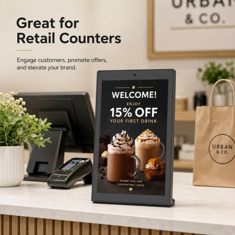 WL1039T 10.1 inch Vertical Screen HD Touch Screen Digital Signage, 4GB+64GB, Android 14 RK3576S Quad Core, US Plug, EU Plug, UK Plug