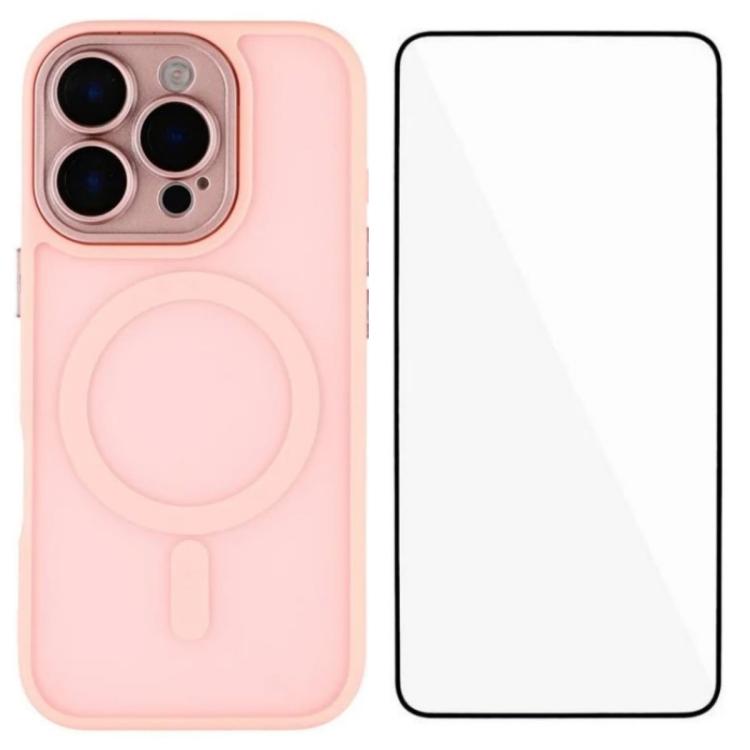WANLONFENG Skin-feel Magnetic PC Hybrid TPU Phone Case with Screen Protector, For iPhone 13 Pro, For iPhone 13