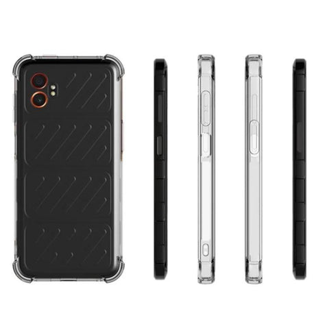 WANLONFENG Transparent Four-Corner Shockproof TPU Phone Case with 2pcs Screen Films, For Galaxy XCover7 Pro