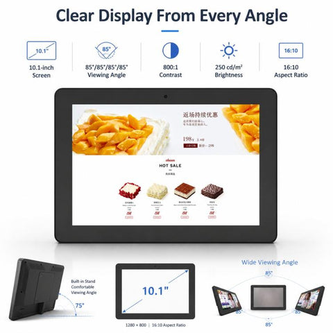 WF1036T 10.1 inch HD Touch Screen Digital Signage, 2GB+16GB, Android 11 RK3566 Quad Core, EU Plug, US Plug, UK Plug