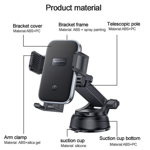 Yesido C320 15W Car Suction Cup Clip Wireless Fast Charging Phone Holder, C320