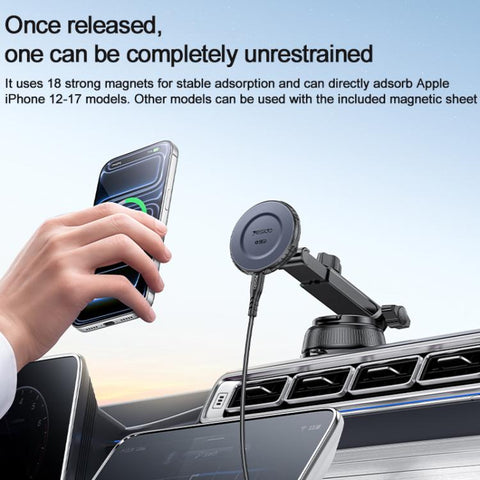 Yesido C321 15W Car Suction Cup Magnetic Wireless Fast Charging Phone Holder, C321
