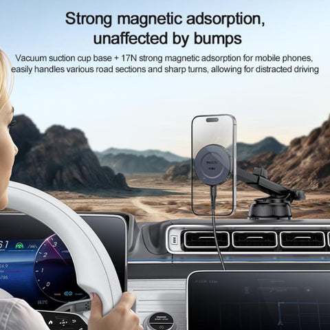 Yesido C321 15W Car Suction Cup Magnetic Wireless Fast Charging Phone Holder, C321