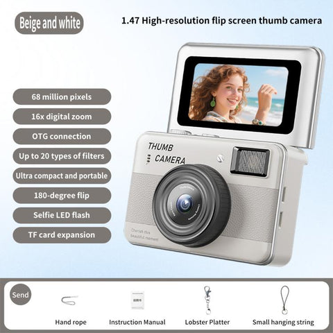 Y11 Macaron Dual-Color CCD 16X Zoom Mini Digital Camera for Kids with 180 Degree Flip Selfie Screen