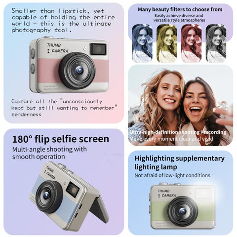 Y11 Macaron Dual-Color CCD 16X Zoom Mini Digital Camera for Kids with 180 Degree Flip Selfie Screen