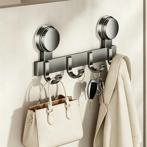 No-drill Door Back Vacuum Suction Cup Hooks Storage Rack, Upgraded Single Row 3-hook, Upgraded Single Row 4-hook, Upgraded Single Row 5-hook, Upgraded Single Row 6-hook, Upgraded Single Row 7-hook, Upgraded Single Row 8-hook, Upgraded Double Row 3-hook...
