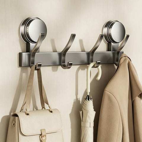 No-drill Door Back Vacuum Suction Cup Hooks Storage Rack, Upgraded Single Row 3-hook, Upgraded Single Row 4-hook, Upgraded Single Row 5-hook, Upgraded Single Row 6-hook, Upgraded Single Row 7-hook, Upgraded Single Row 8-hook, Upgraded Double Row 3-hook...