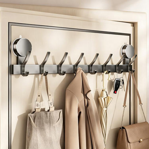 No-drill Door Back Vacuum Suction Cup Hooks Storage Rack, Upgraded Single Row 3-hook, Upgraded Single Row 4-hook, Upgraded Single Row 5-hook, Upgraded Single Row 6-hook, Upgraded Single Row 7-hook, Upgraded Single Row 8-hook, Upgraded Double Row 3-hook...