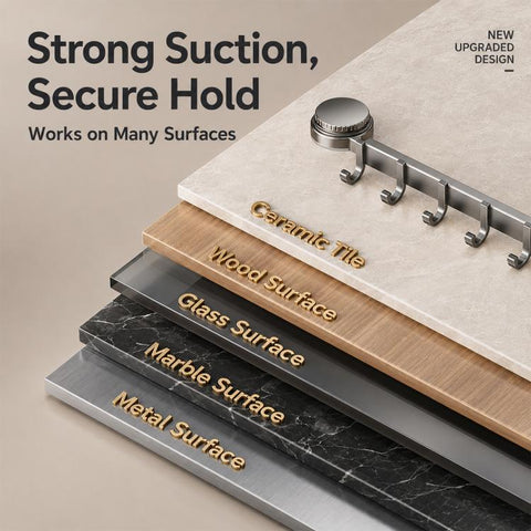 No-drill Door Back Vacuum Suction Cup Hooks Storage Rack, Upgraded Single Row 3-hook, Upgraded Single Row 4-hook, Upgraded Single Row 5-hook, Upgraded Single Row 6-hook, Upgraded Single Row 7-hook, Upgraded Single Row 8-hook, Upgraded Double Row 3-hook...