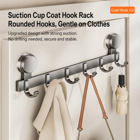 No-drill Door Back Vacuum Suction Cup Hooks Storage Rack, Upgraded Single Row 3-hook, Upgraded Single Row 4-hook, Upgraded Single Row 5-hook, Upgraded Single Row 6-hook, Upgraded Single Row 7-hook, Upgraded Single Row 8-hook, Upgraded Double Row 3-hook...