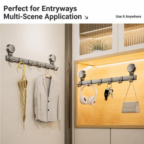 No-drill Door Back Vacuum Suction Cup Hooks Storage Rack, Upgraded Single Row 3-hook, Upgraded Single Row 4-hook, Upgraded Single Row 5-hook, Upgraded Single Row 6-hook, Upgraded Single Row 7-hook, Upgraded Single Row 8-hook, Upgraded Double Row 3-hook...