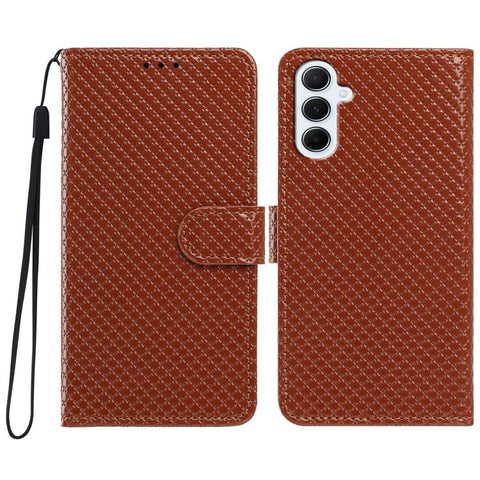 Mirrored Buckle Vegan Leather Phone Case with Small Black Cord, For Galaxy A56 5G, For Galaxy A26 5G, For Galaxy A36 5G, For Galaxy A16 4G / 5G