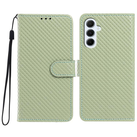 Mirrored Buckle Vegan Leather Phone Case with Small Black Cord, For Galaxy A56 5G, For Galaxy A26 5G, For Galaxy A36 5G, For Galaxy A16 4G / 5G