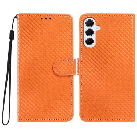 Mirrored Buckle Vegan Leather Phone Case with Small Black Cord, For Galaxy A56 5G, For Galaxy A26 5G, For Galaxy A36 5G, For Galaxy A16 4G / 5G